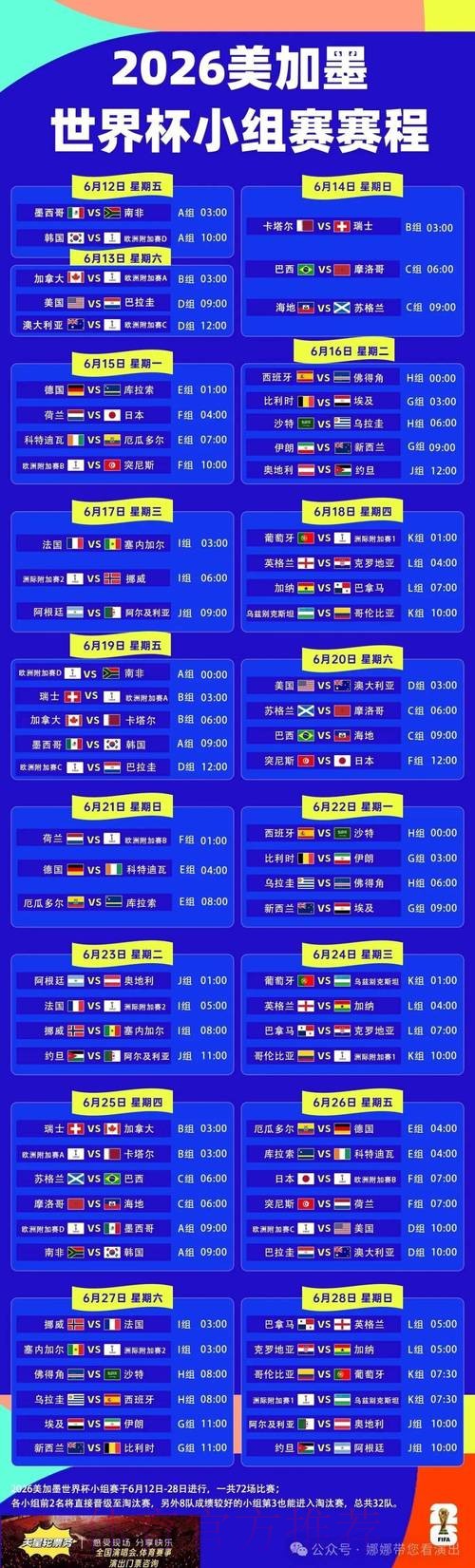 2026世界杯赛程实时更新完整安排免费观看